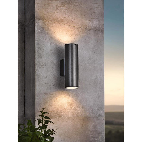 Eglo Riga outdoor wall light IP44 in anthracite 2 light
