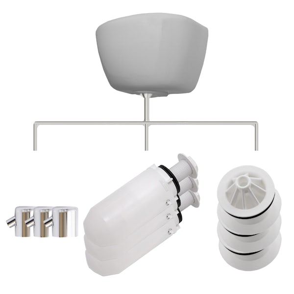 Kirke Curve top in exposed urinal accessories pack for 3 bowls