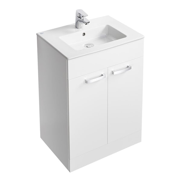 Ideal Standard Tempo gloss white vanity door unit and basin 600mm