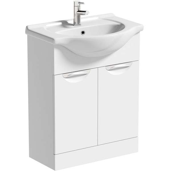 Orchard Elsdon white floorstanding vanity unit and ceramic basin 650mm with tap