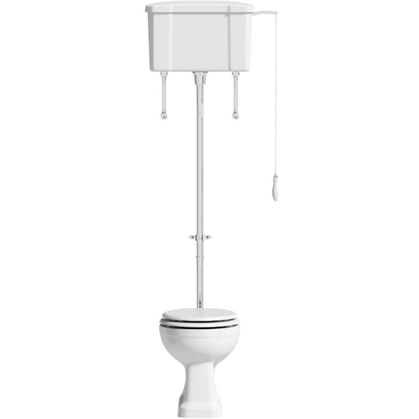 The Bath Co. Camberley high level toilet with wooden soft close seat white