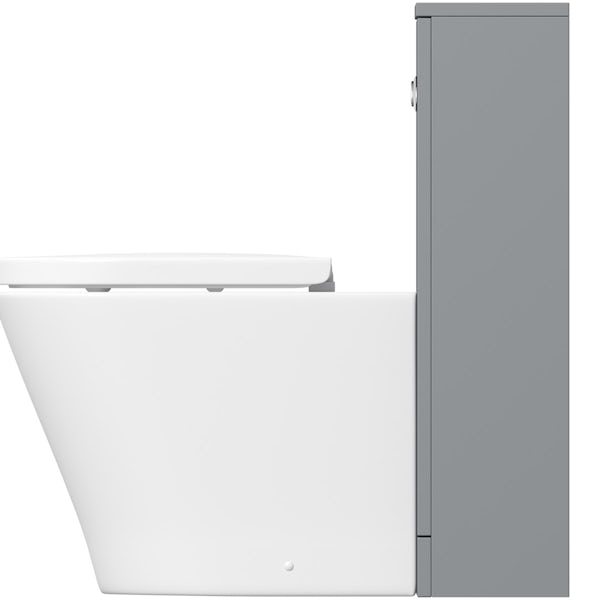Clarity satin grey back to wall unit with contemporary toilet and seat