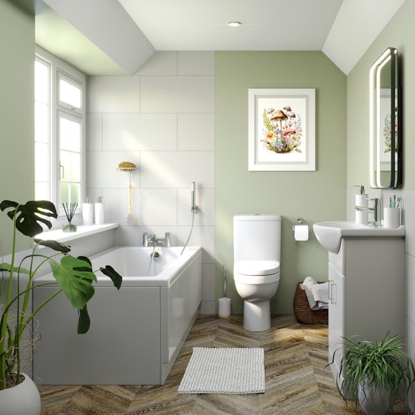 Orchard Eden white vanity bathroom suite with straight bath