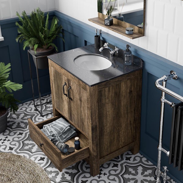 The Bath Co. Dalston floorstanding vanity unit and black marble basin 650mm