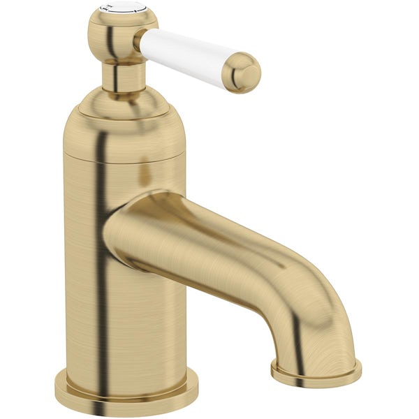 The Bath Co. Aylesford Vintage brushed brass cloakroom mono basin mixer tap with waste