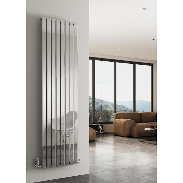 Reina Flox single polished stainless steel designer radiator