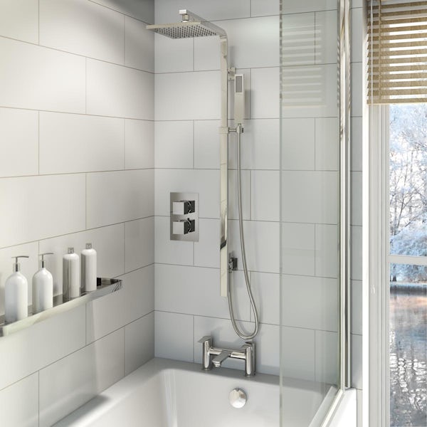 Mode Ellis twin thermostatic shower set with sliding rail and bath filler