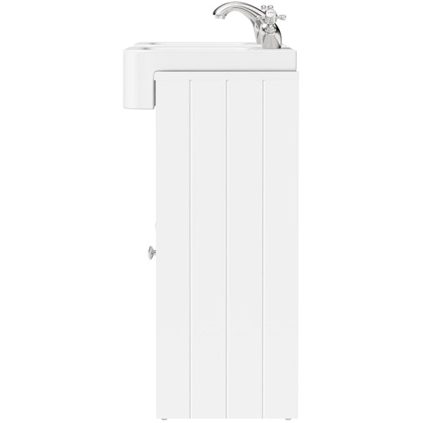 The Bath Co. Dulwich matt white floorstanding double vanity unit and basin with open storage combination