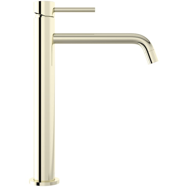 Mode Spencer round gold high rise basin mixer tap