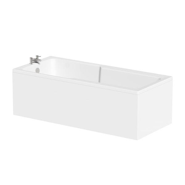 Orchard Eden single ended wide end straight bath with 6mm double panel hinged bath screen