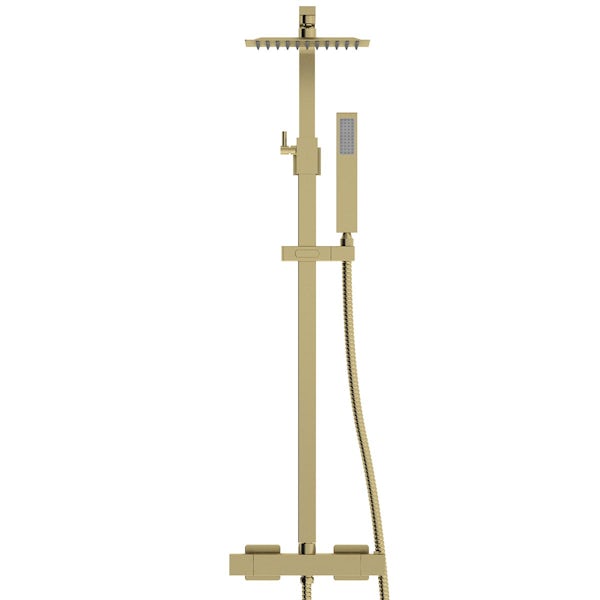 Orchard Wye brushed brass thermostatic bar valve shower system