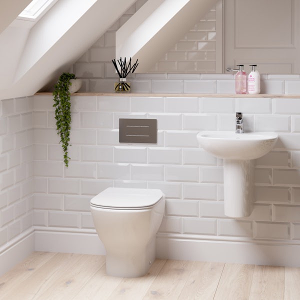 Ideal Standard Tesi back to wall cloakroom suite with semi pedestal basin 450mm