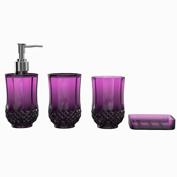 Accents Cristallo purple 4pc bathroom accessory set