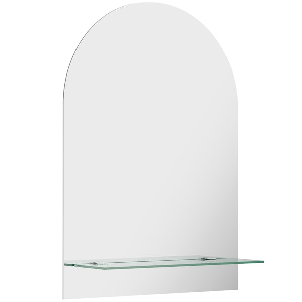 Accents bevelled edge arched mirror with vanity shelf 70 x 50cm