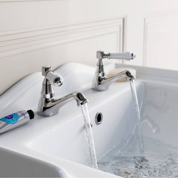 Orchard Winchester basin pillar taps with slotted waste