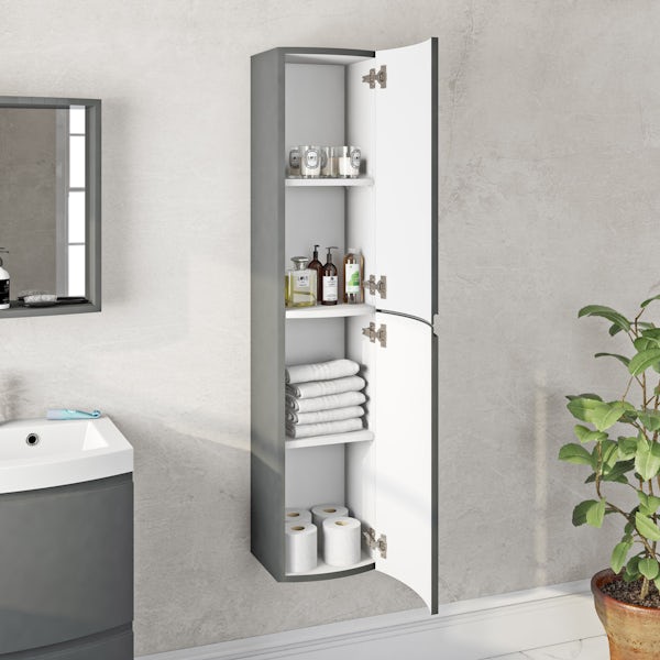 Mode Harrison slate gloss grey furniture package with right handed wall hung vanity unit 1000mm