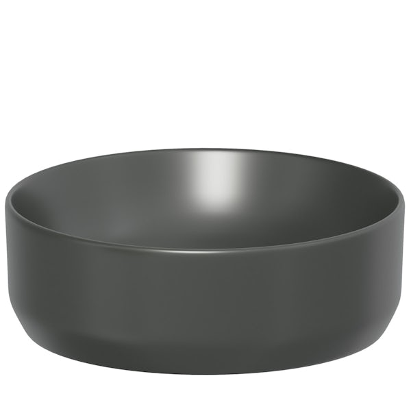 Mode Orion dark grey coloured countertop basin 355mm