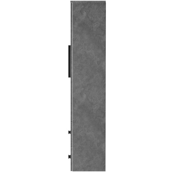 Orchard Kemp riven grey wall hung cabinet with black handles 1607 x 326mm
