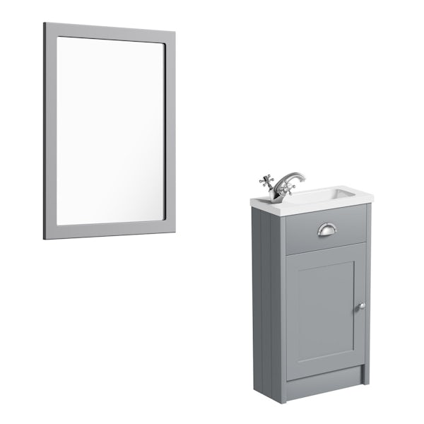 The Bath Co. Dulwich stone grey cloakroom vanity unit and mirror 600mm