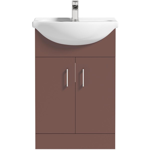 Orchard Lea tuscan red floorstanding vanity unit and ceramic basin 550mm