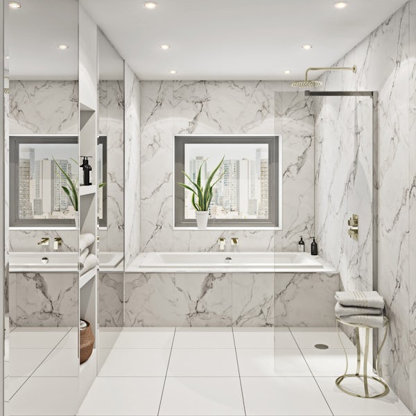 Multipanel Linda Barker Calcatta Marble unlipped shower wall panel 2400 x 1200