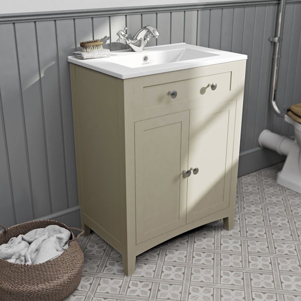 The Bath Co. Camberley ivory low level furniture suite with straight bath 1700 x 700mm