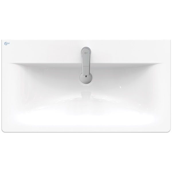 Ideal Standard Concept Air gloss and matt white open wall hung vanity unit and basin 800mm