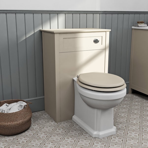 The Bath Co. Camberley back to wall toilet inc grey soft close seat
