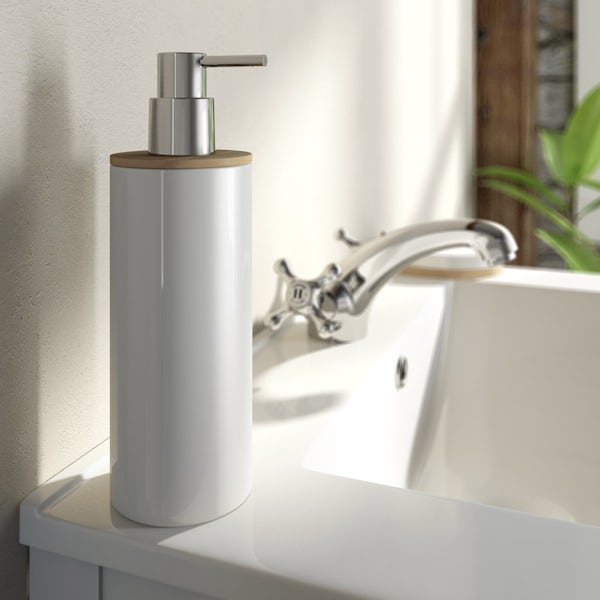 Accents white ceramic soap dispenser