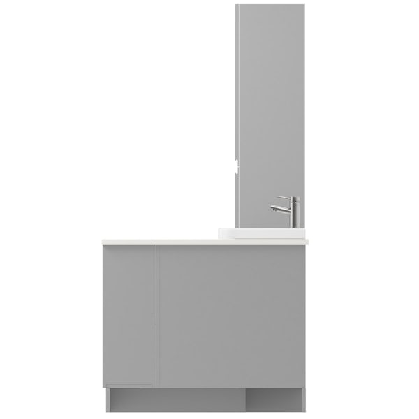 Orchard Wharfe slate matt grey corner medium drawer fitted furniture pack with white worktop