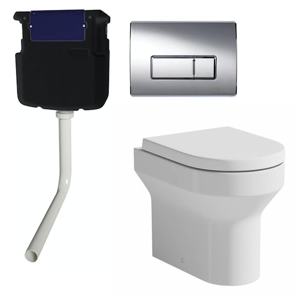 Orchard Wharfe back to wall toilet with soft close seat, concealed cistern and push plate