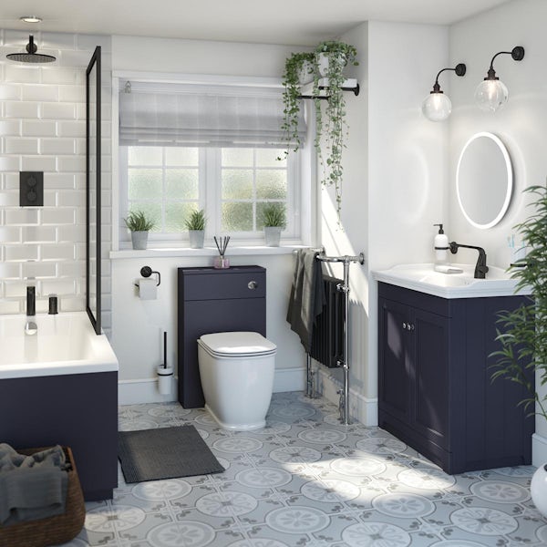 The Bath Co. Ascot indigo floorstanding vanity unit and ceramic basin 800mm
