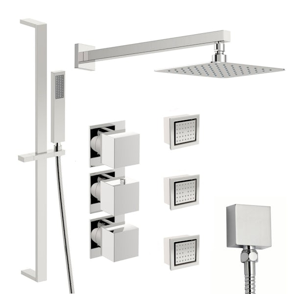 Mode Cooper thermostatic shower valve with complete wall shower set