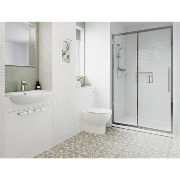 Ideal Standard Tesi complete shower door suite with furniture units, tap, shower system, tray and wastes 1200