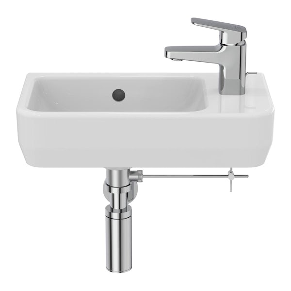 Ideal Standard i.life S 1 tap hole cloakroom wall hung basin 450mm with fixing kit and bottle trap