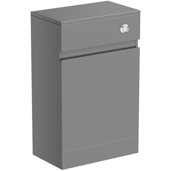 Mode Hardy slate matt grey back to wall unit and rimless toilet with soft close seat