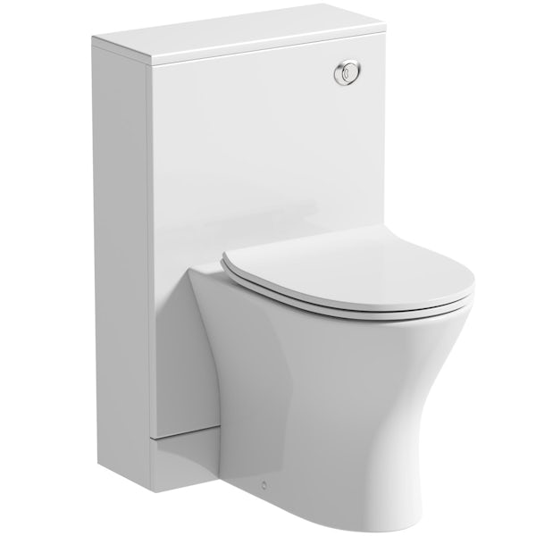 Orchard Derwent white back to wall unit and round compact toilet with soft close slim seat