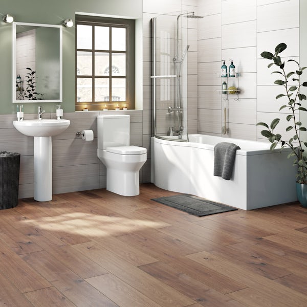 Oakley Bathroom Suite with Evesham 1700 x 850 Shower Bath LH