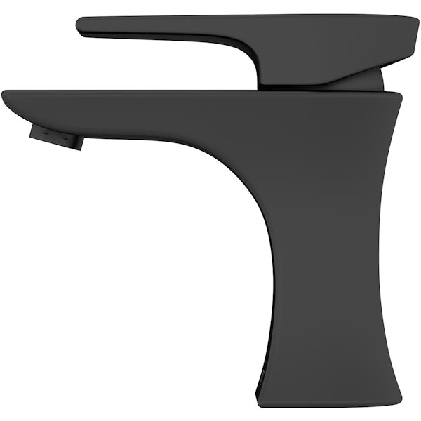 Bristan Hourglass black basin mixer tap with waste