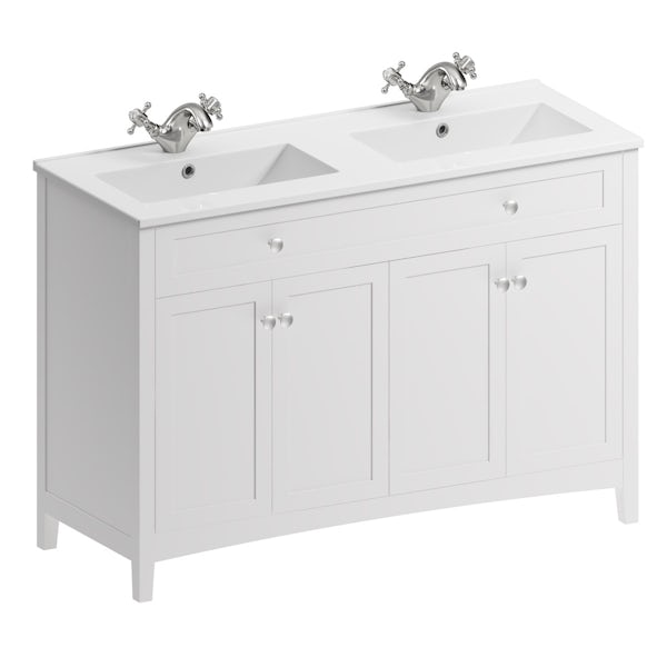 The Bath Co. Camberley white floorstanding double vanity unit and ceramic basin 1210mm