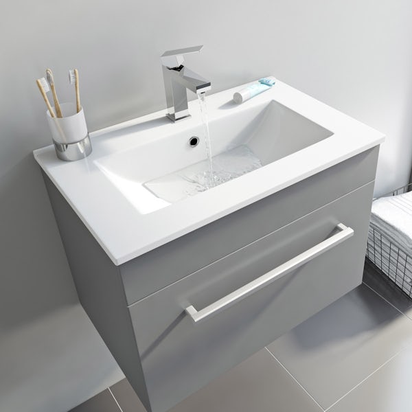 Orchard Derwent stone grey wall hung drawer unit and basin 600mm