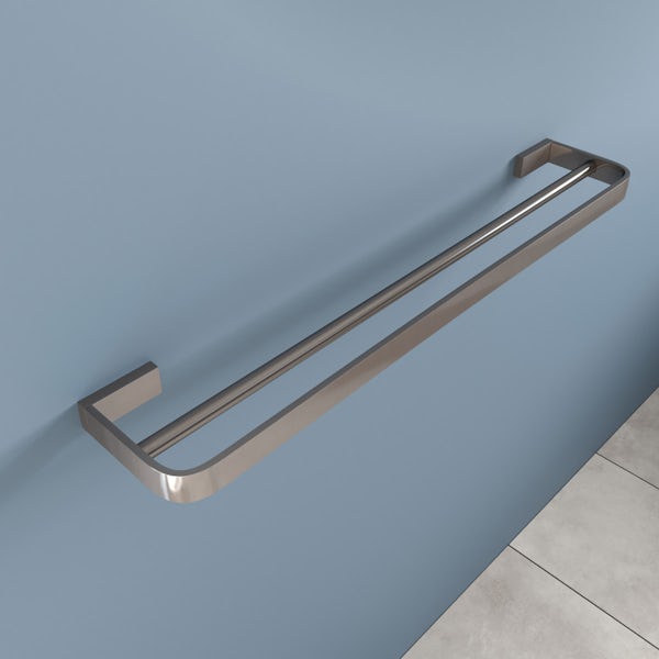Mode Spencer brushed nickel double towel rail 600mm