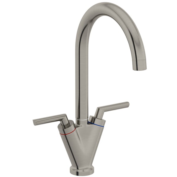 Schön brushed nickel lever handle kitchen tap
