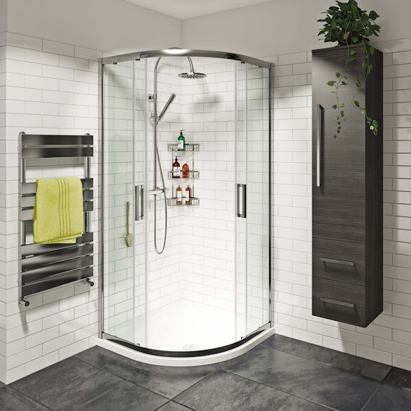 Mode Tate 8mm easy clean sliding quadrant shower enclosure and stone shower tray with waste