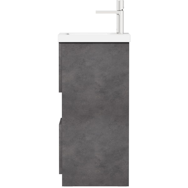 Mode Tate II riven grey cloakroom floorstanding vanity unit and ceramic basin 420mm