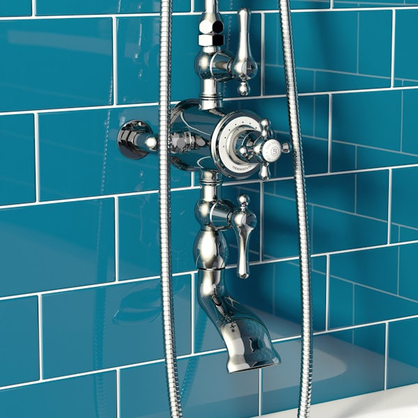 The Bath Co. Camberley rain can thermostatic exposed mixer shower and bath filler