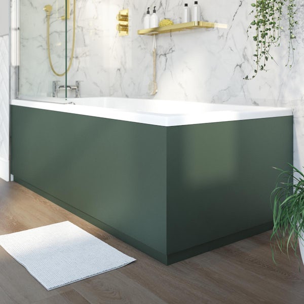 Accents super-matt green straight bath end panel 700mm