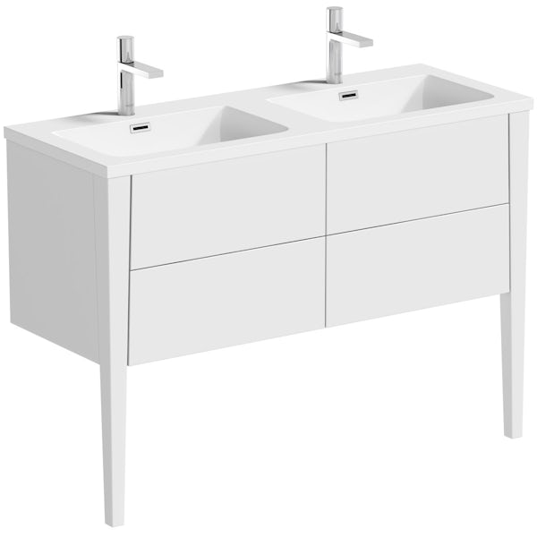 Mode Hale white gloss double basin vanity unit 1200mm