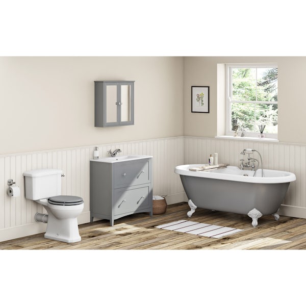 Camberley grey furniture suite with freestanding bath