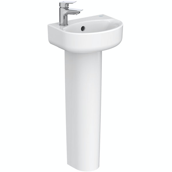 Ideal Standard Concept Space left handed 1 tap hole full pedestal basin 350mm